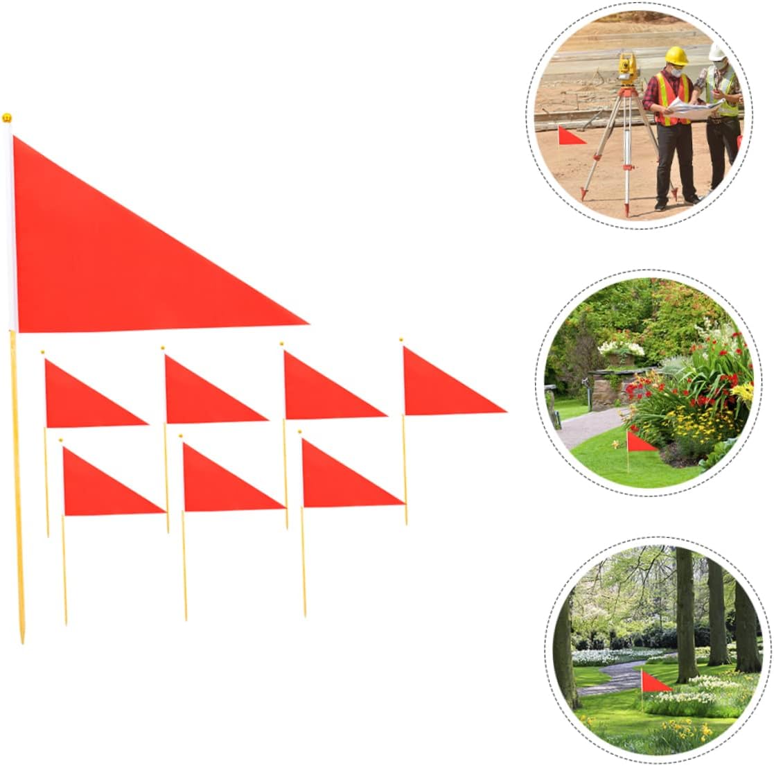 8pcs Yard Flags Triangle Markers Garden Marking Flags for Surveying Construction Sprinklers