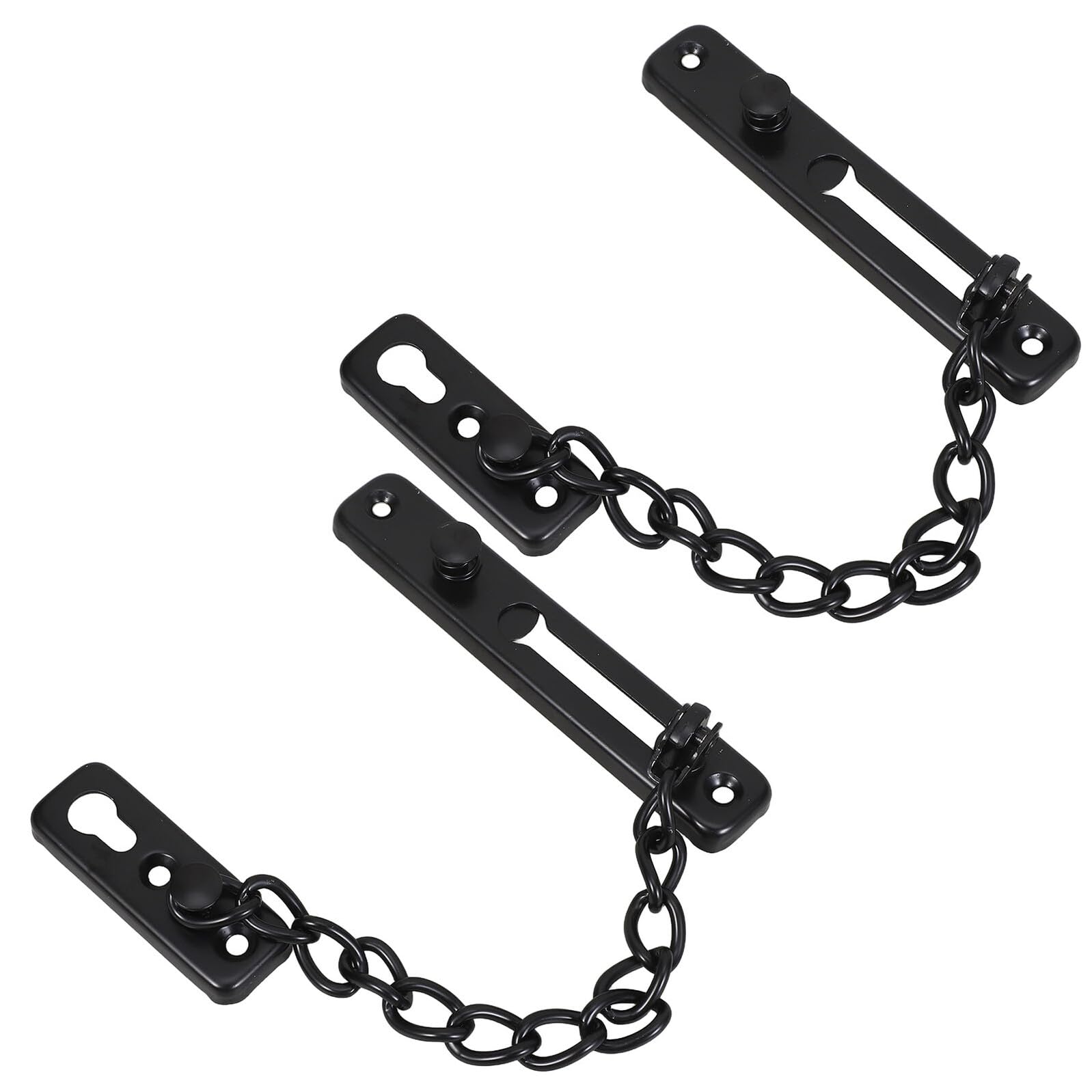 Cadena de seguridad para puertas de acero inoxidable negro con pestillo reforzado