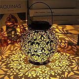 Linterna solar al aire libre, Linterna de jardín con lámpara decorativa solar a prueba de agua IP44 (negro)