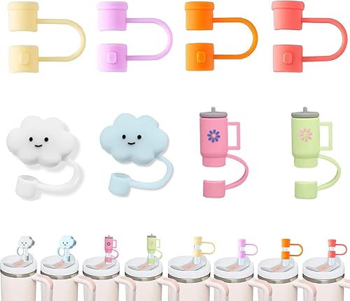 Miniatura 8 de Funda de popote para copa Stanley, 6 fundas de paja de nube compatibles con vaso Stanley de 30 y 40 onzas con asa, adorno de popote de silicona para