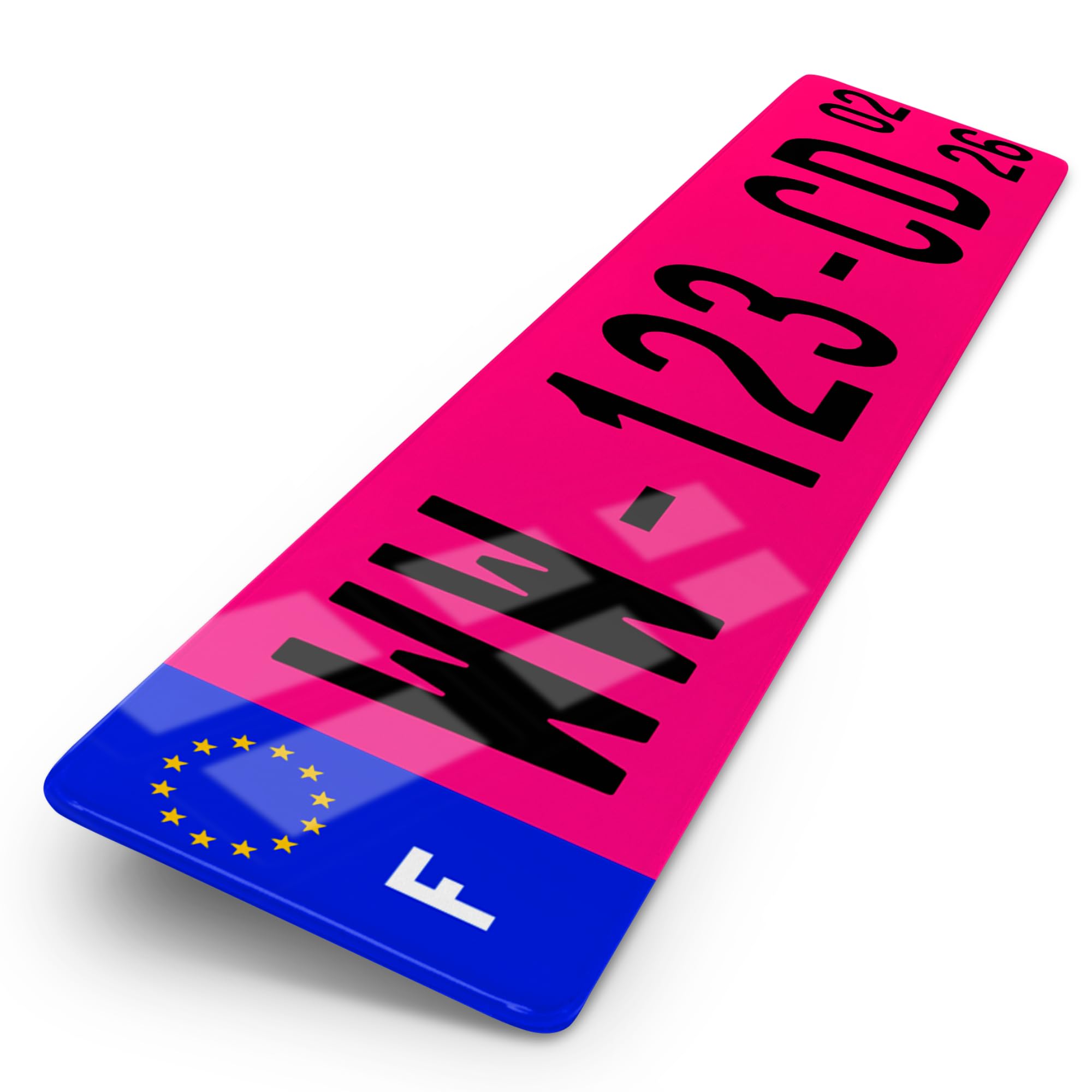 2 Plaques d'immatriculation Rose WW Voiture homologuée Extra Choc - SIV 52x11cm - Made in France - Plexi résistant aux intempéries et Anti UV pour Auto.