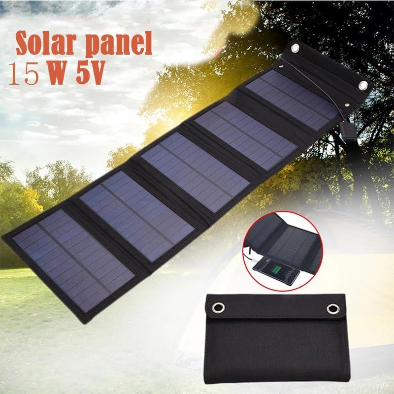 Miniatura 2 de Cargador de panel solar portátil de 25 W, salida de 15 W, 5 V, 1.5 A, 2 USB, cargador de panel solar plegable para computadoras portátiles,