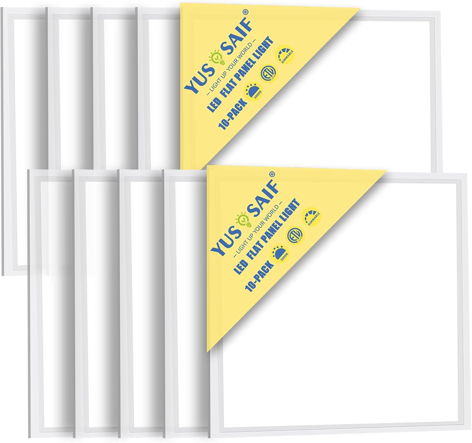 10 Pack 2x2 LED Flat Panel Light, 45W 5800 LM Drop Ceiling Light Fixture, 5000K Commercial Lights,0-10V Dimmable, 2x2 Recessed Edge-Lit Troffer Fixture, 2x2ft LED Troffer Lights for Office,ETL Listed