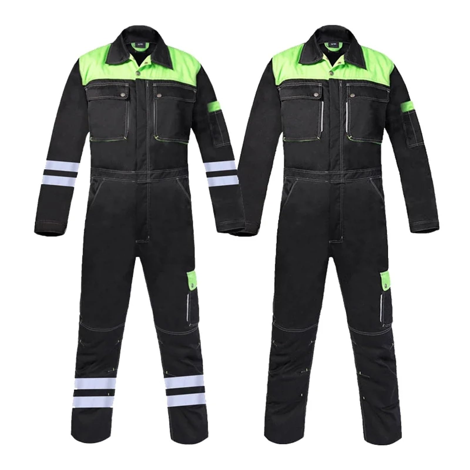 Tute da lavoro for uomo, uniformi for pittura, meccanici, costruttori, riparatori, abiti fabbrica, riflettenti notturni per Officine e Magazzini Meccanici(Black grey 2,XXL-180)
