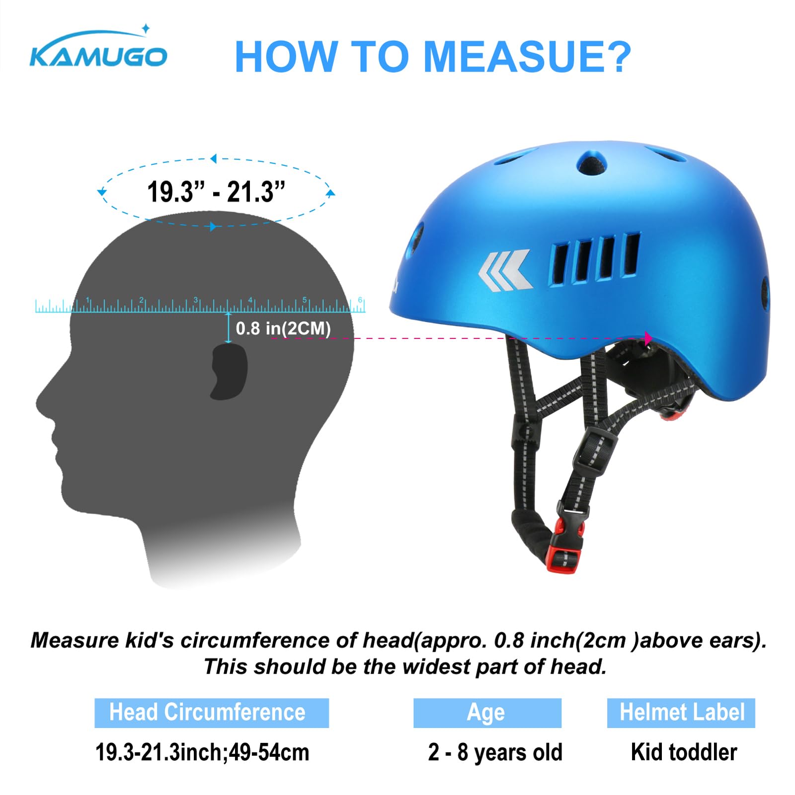 KAMUGO Toddler Helmet Kids Bike Helmet for Ages 2-8 Years Girls Boys,Child Adjustable Helmet Multi-Sport Bicycle Skateboard Skating Scooter Cycling Inline Skates