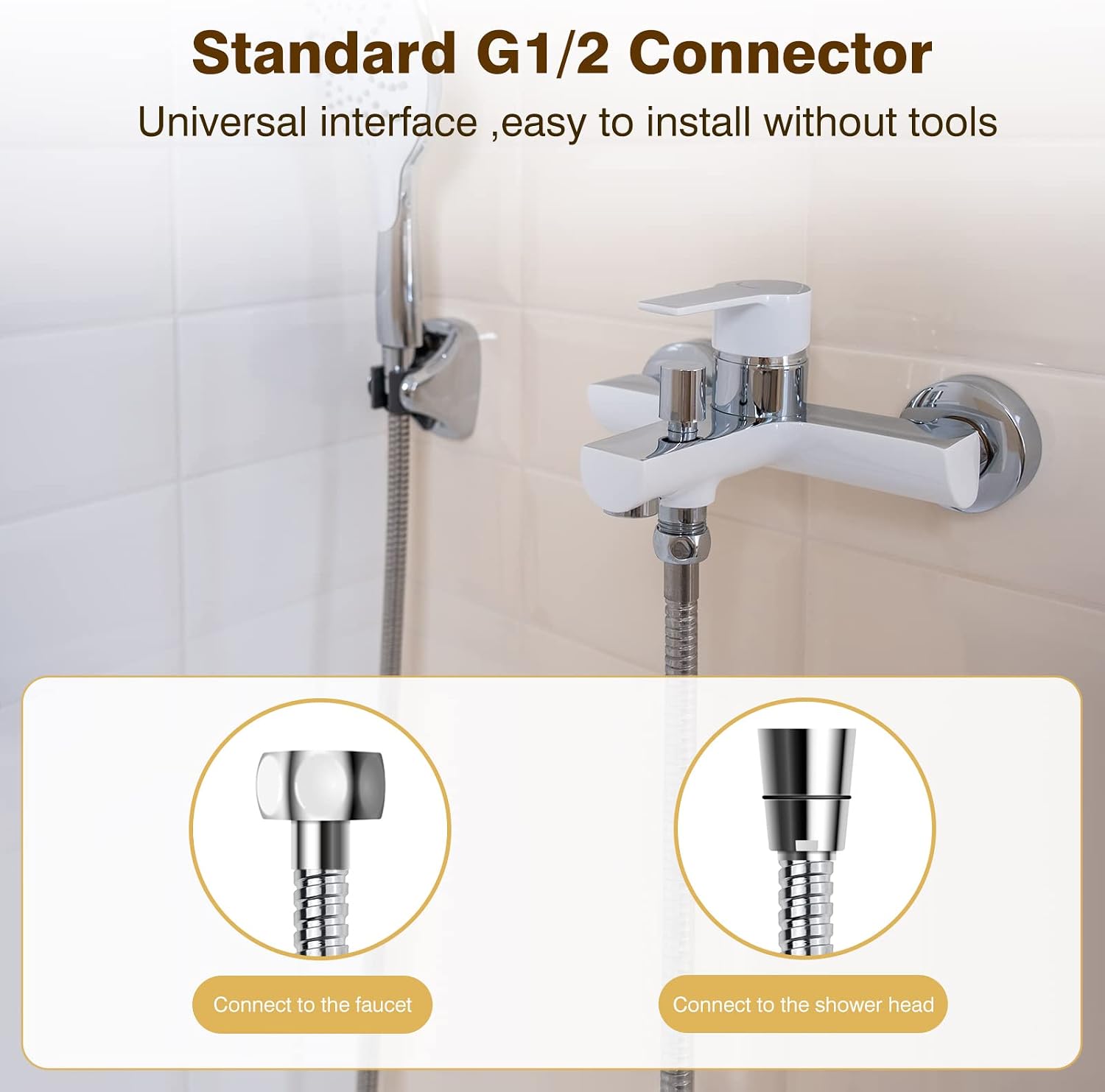 Shower Hose 59 Inches Extra Long Chrome Handheld Shower Head Hose