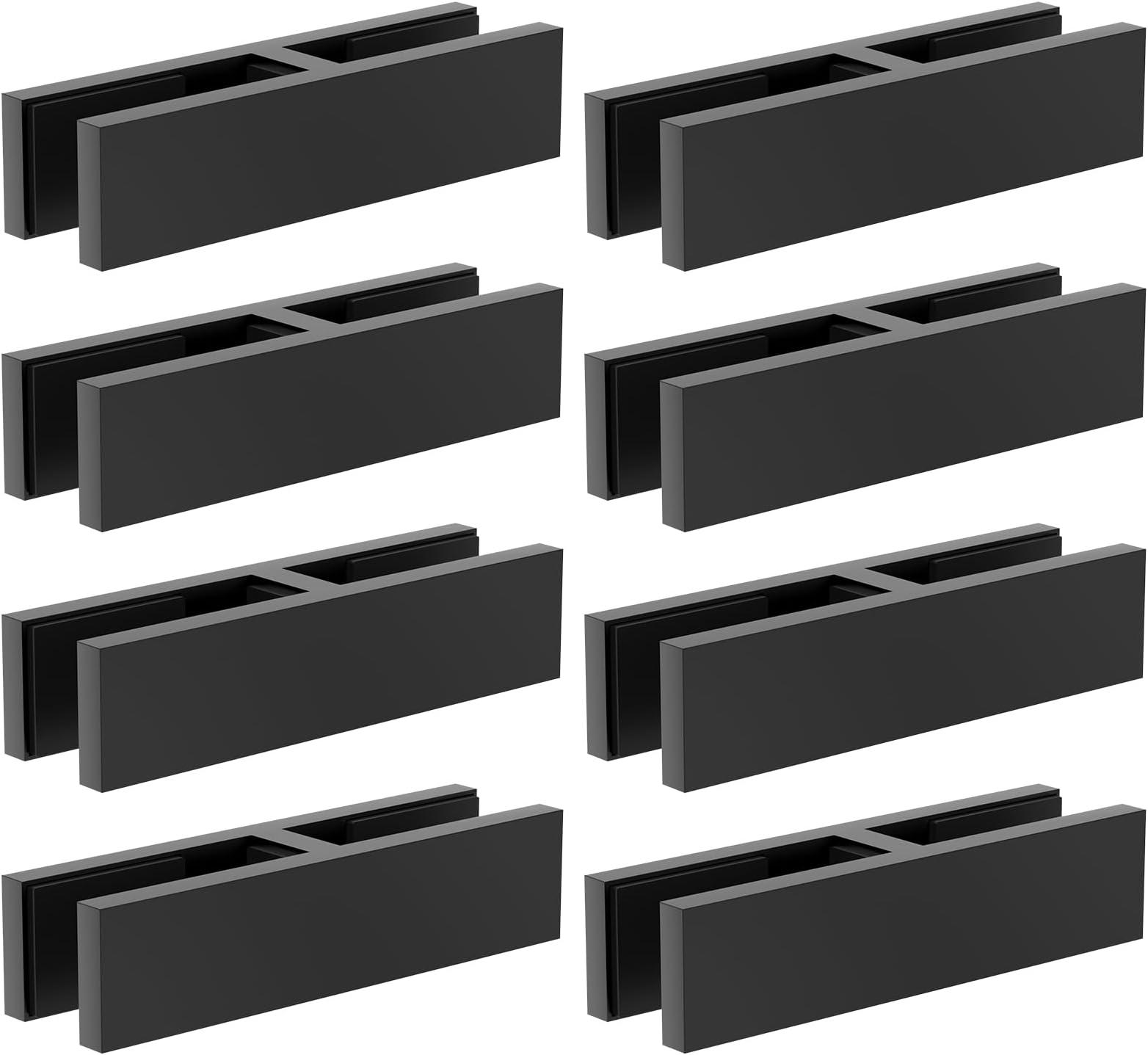 8 Pack Matte Black Railing Glass to Glass Clamp, 180 Degree Double Sided Stainless Steel T304 Railing Glass Bracket Clip Holder with Rubber Gaskets for Indoor Outdoor Coastal Balustrade