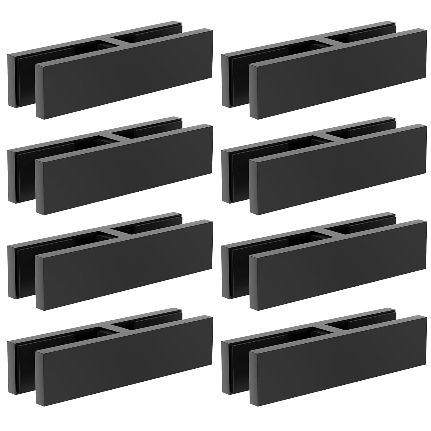 8 Pack Matte Black Railing Glass to Glass Clamp, 180 Degree Double Sided Stainless Steel T304 Railing Glass Bracket Clip Holder with Rubber Gaskets for Indoor Outdoor Coastal Balustrade 8 Pack 180 Degree