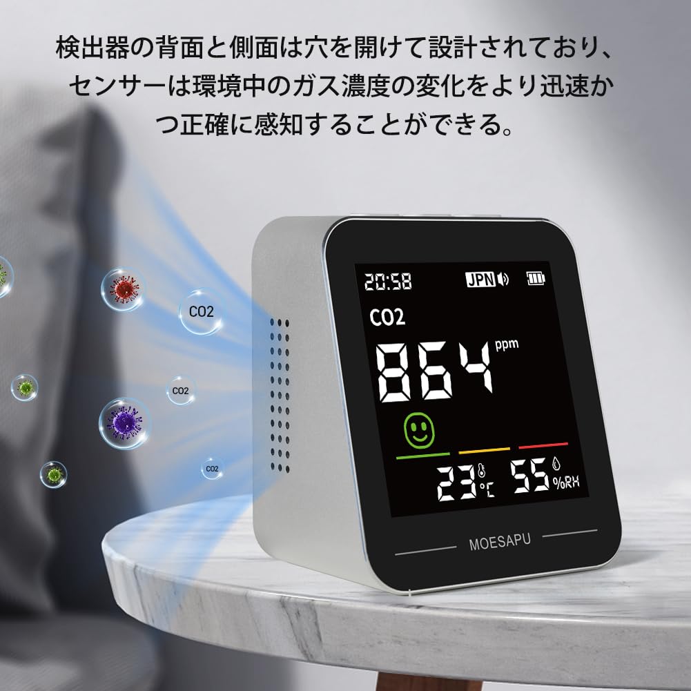 Amazon.co.jp: BOSEAN co2センサー 温湿度計 空気測定器 二酸化炭素