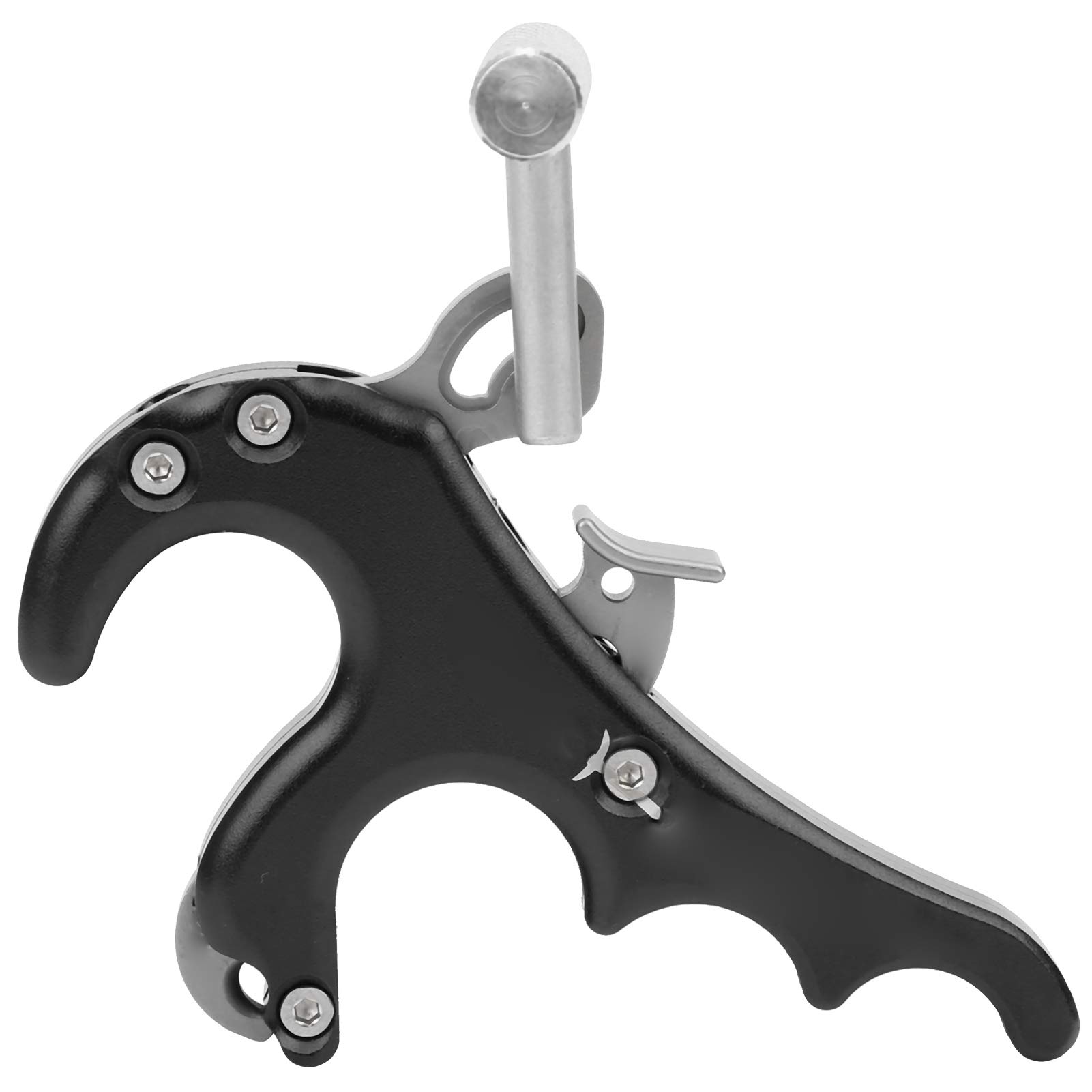 Ausili per Lo sgancio dell'Arco, in Lega di Alluminio con Impugnatura a Dita Regolabile in Acciaio Inox con Calibro per Il Pollice Accessori per Archi Compound con 2 Chiavi (Nero)