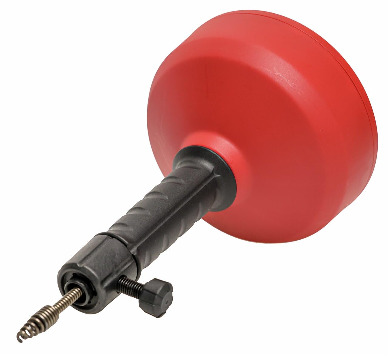 Man operating the pipe cleaning spiral with a cordless drill at a shower drain