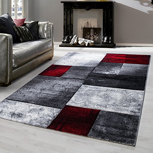 Teppium Moderner Kurzflor Teppich Wohnzimmer 140 x 200 cm Rot - Konturenschnitt Teppich Waschbar, Kariert Design, Pflegeleicht und Weich - Ideal für Schlafzimmer, Esszimer und als Küchenteppich Teppium Moderner Kurzflor Teppich Wohnzimmer 140 x 200 cm Rot - Konturenschnitt Teppich Waschbar, Kariert Design, Pflegeleicht und Weich - Ideal für Schlafzimmer, Esszimer und als Küchenteppich