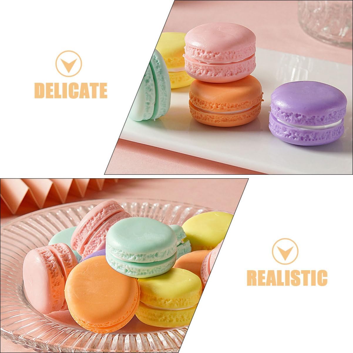 Veemoon 10pcs Realistic Artificial Macarons - Decorative French Cookie Models for Display and Simulation