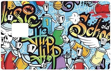 Credit card sticker, US format, graffiti bomb, old school Different and decorate your bank card as you like