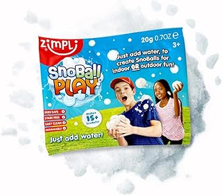 ZIMPLI Snoball Play, Magically turns water into Artificial Fake Instant Snow, Christmas Stocking Fillers, Great Value, UK Made