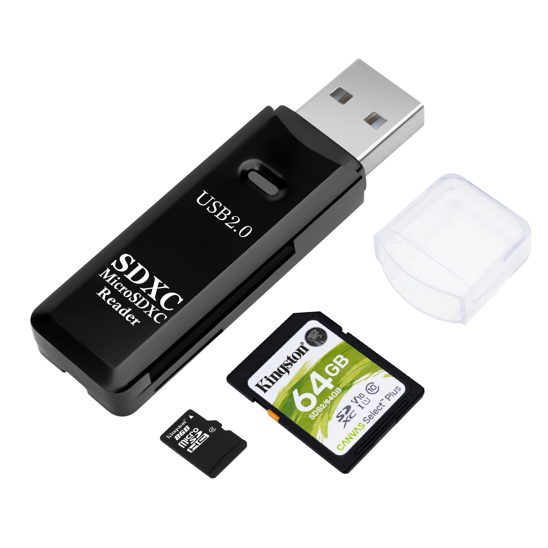 USB2.0 480Mbps Dual Slot OTG Memory Card Adapter, Compatible with MacBook Pro/Air, Supports SD/SDXC/SDHC/Micro SD/Micro SDXC/Micro SDHC, Black