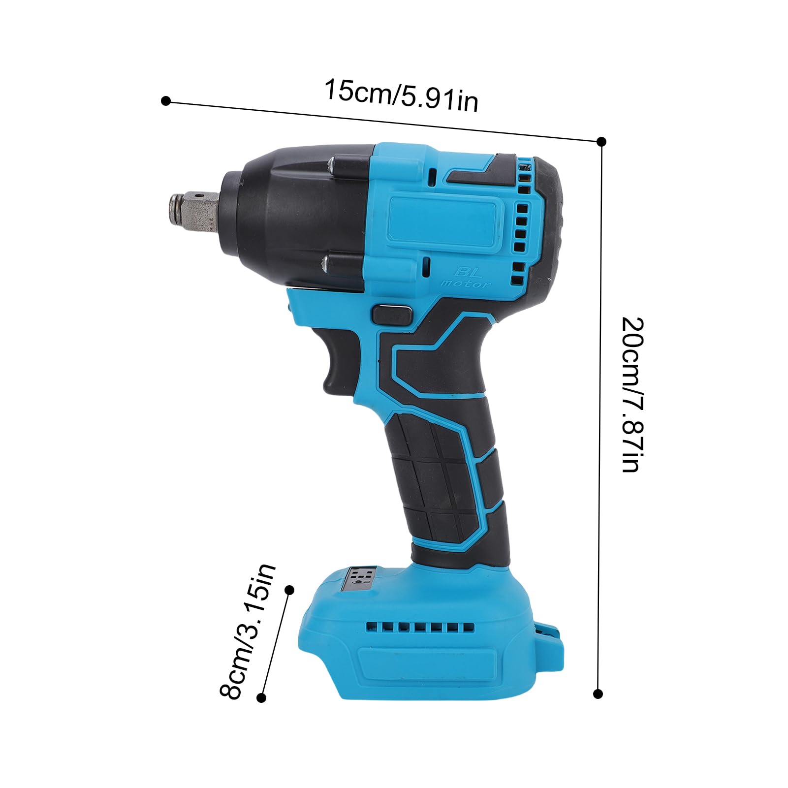 Juego de Llave de Impacto Portátil sin Escobillas, Inalámbrica, 21 V, con par Alto 400 N.m para Mantenimiento Cortacésped, Kit Destornillador Impacto Eléctrico 1/2 Pulgada, Baterías 3,0 Ah