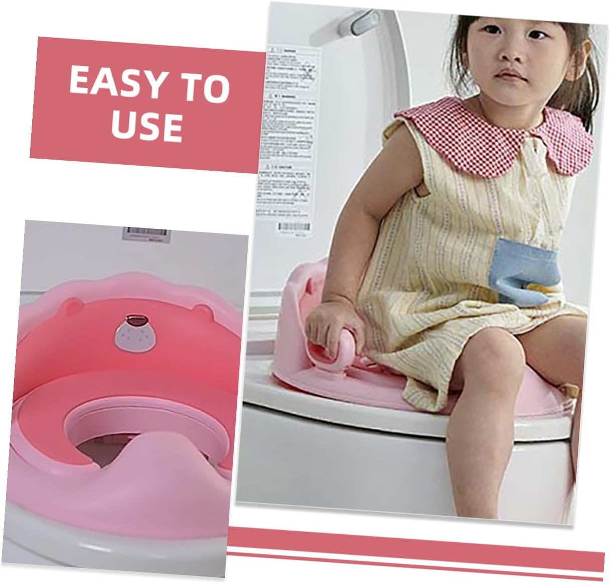 LABRIMP Portable Potty Seat with Soft Tpe Cushion Lion Design in Cherry Blossom Pink Non-slip Base and Removable Ladder for Safe Clean Toilet Training for Boys