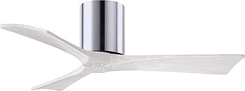 Miniatura 17 de Matthews IR3H-TB-MWH-72 Irene Damp Rated Flush Mount 72" Ceiling Fan with Remote & Wall Control, Silent DC Motor, 3 Matte White Solid Wood Blades