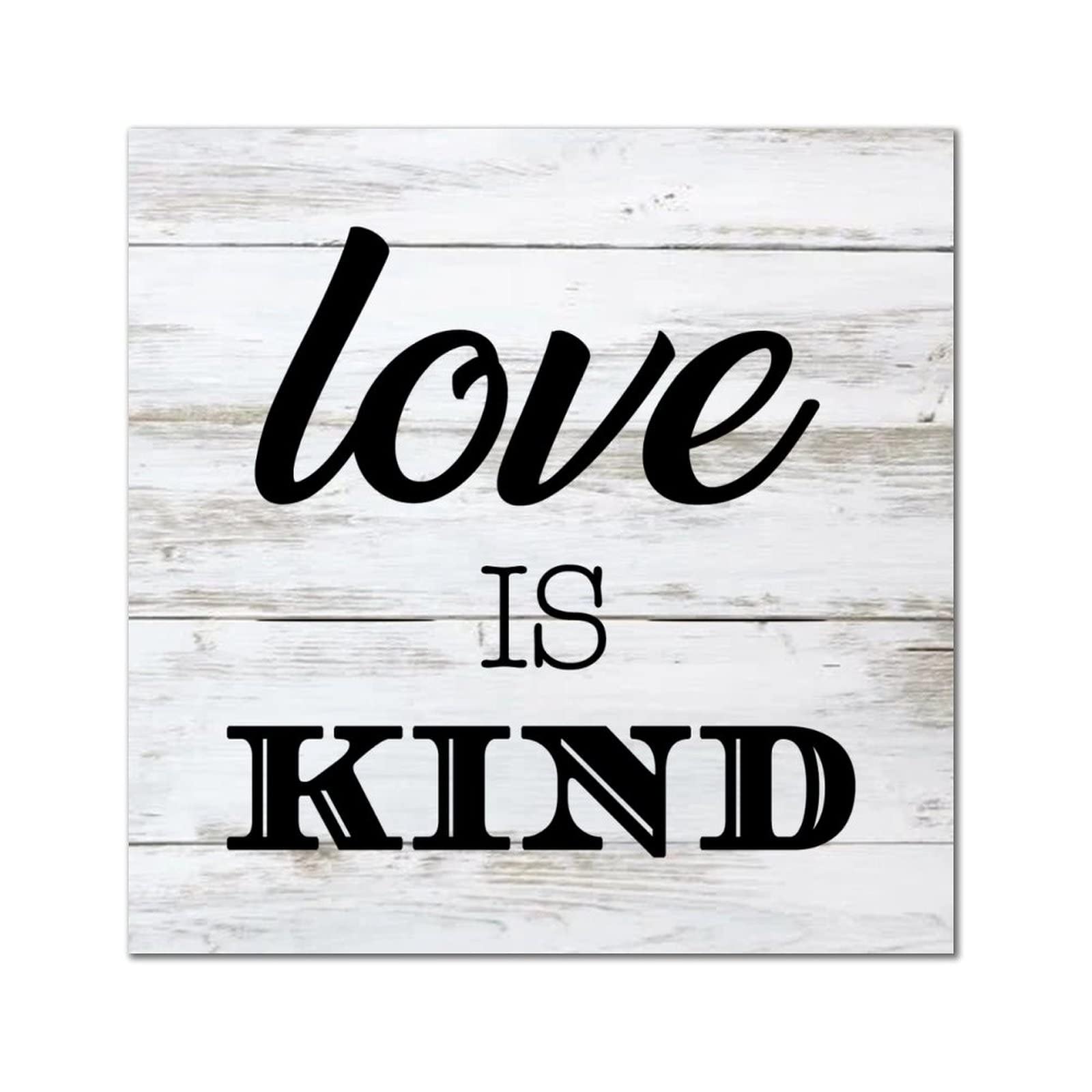 Plaque murale en bois Love is Kind 35x35 cm décor rétro