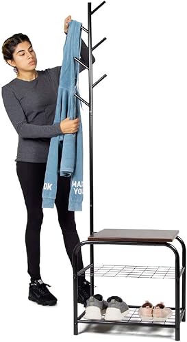 Miniatura 6 de Milliard Perchero Hall Tree con banco (negro)