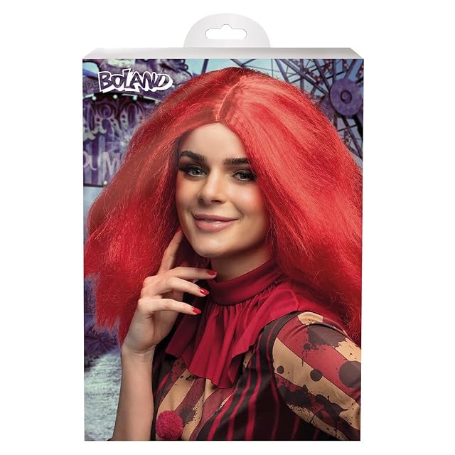 Foto 6 de 6 de Boland 85609 - Peluca Miss Payaso, roja, pelo largo sintético, accesorios para disfraces de carnaval, peinado…