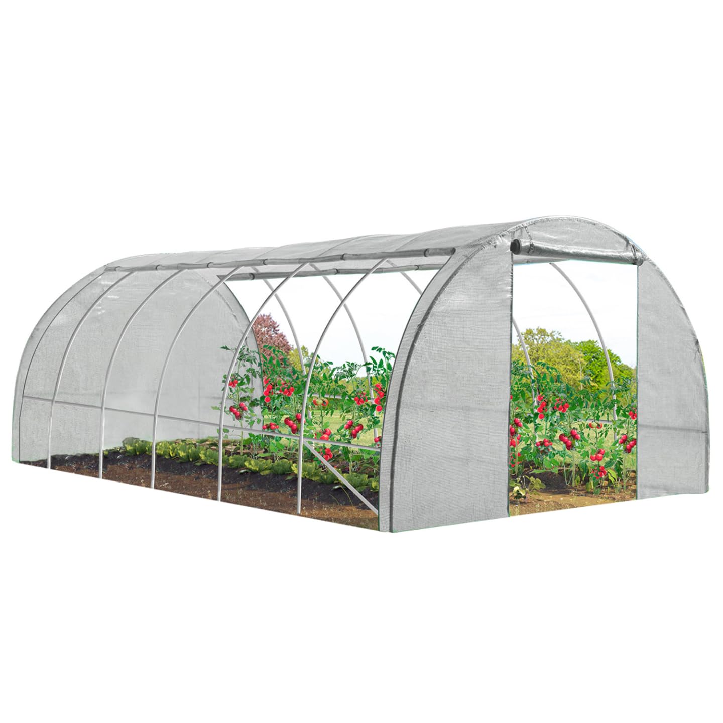 IDMarket - Serre Tunnel de Jardin 4 Saisons 18M² Blanche Gamme maraîchère CRIMÉE 6x3M