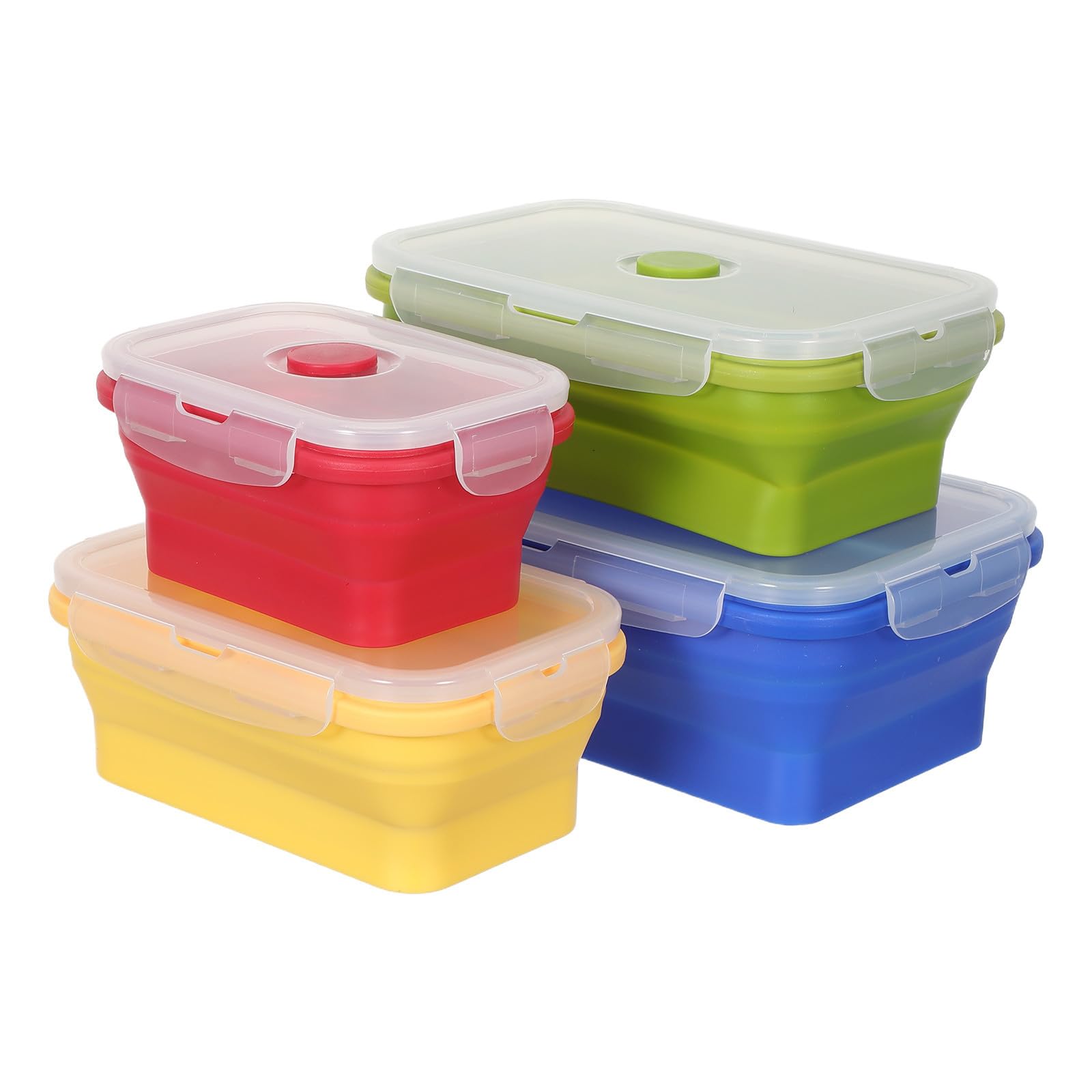 Recipientes de Silicona Plegables para Alimentos 4 Piezas, Fiambrera Apilable y Apta para Microondas, Adecuado para Camping y Almacenamiento Portátil