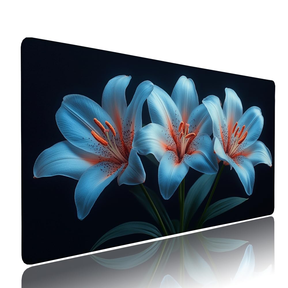 Alfombrilla de Mouse para Juegos, Nero, XXL, Antideslizante, Impermeable, Diseño de Fiore, Extendido, Grande, 1200x600x3mm, para PC, Laptop, Ufficio, Famiglia d-364