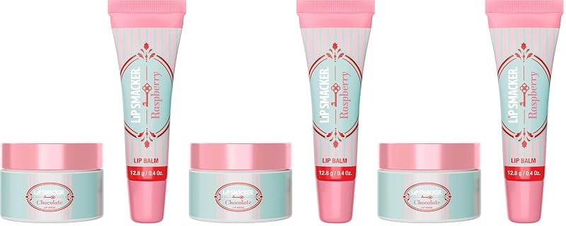 Lip Smacker Kit de Bálsamos Labiais Holiday Don’t Disturb Raspberry & Chocolate, Pacote com 3