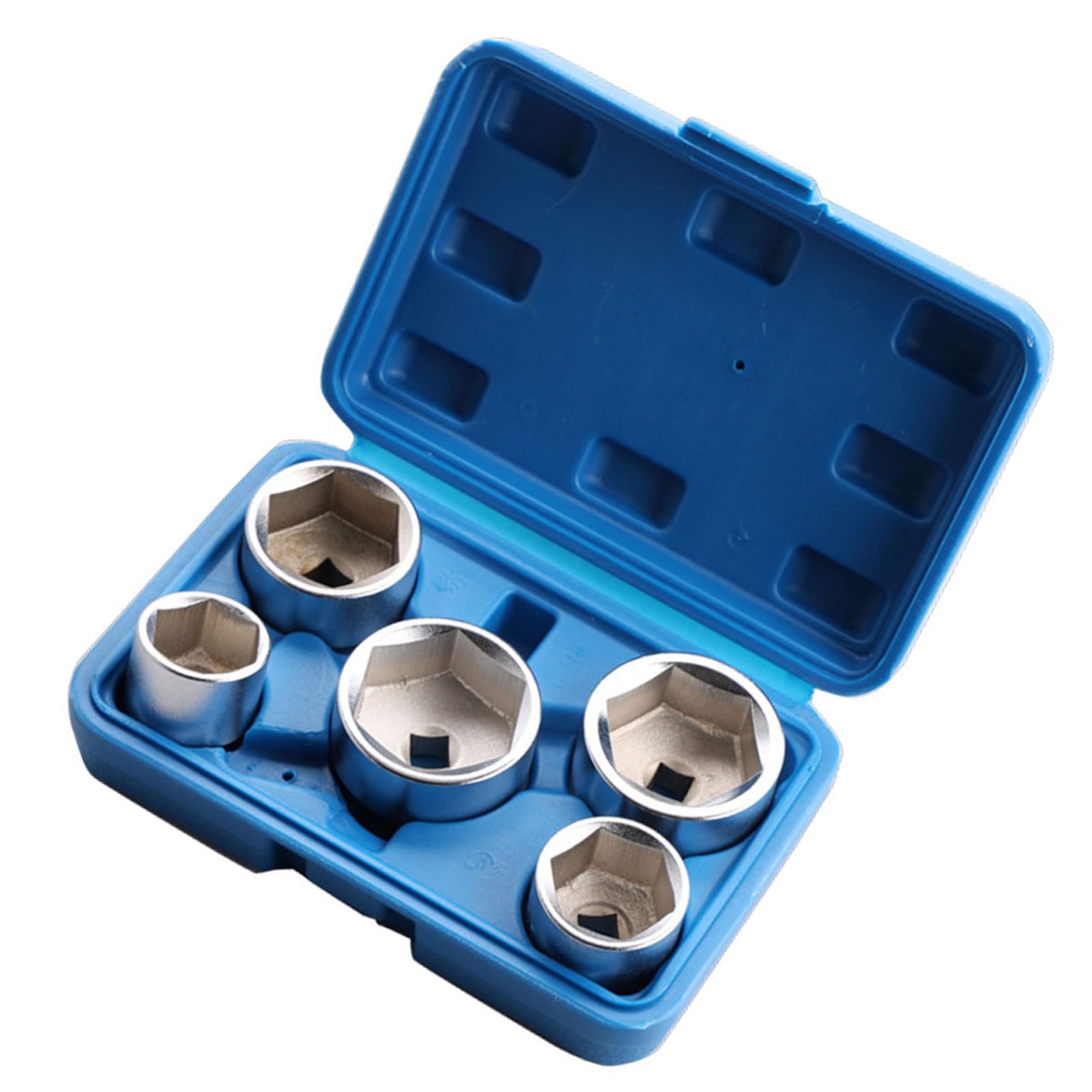 Zepfjhe Blue 5 In 1 Drive Socket Set Nonslip Design With Storage Case For Mechanics Nonslip Socket