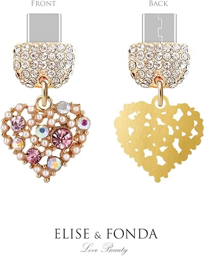 Miniatura 3 de ELISE & FONDA TP199 Tipo-C Puerto de carga USB Crystal Anti Dust Plug Little Love Heart Cell Phone Charm para SamsungOnePlusXiaomioppo Teléfono