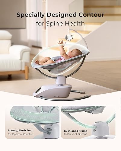 Miniatura 4 de Momcozy CocoSway - Columpio eléctrico para bebés con asiento giratorio de 180, 6 movimientos de balanceo relajantes y 4 velocidades, control remoto