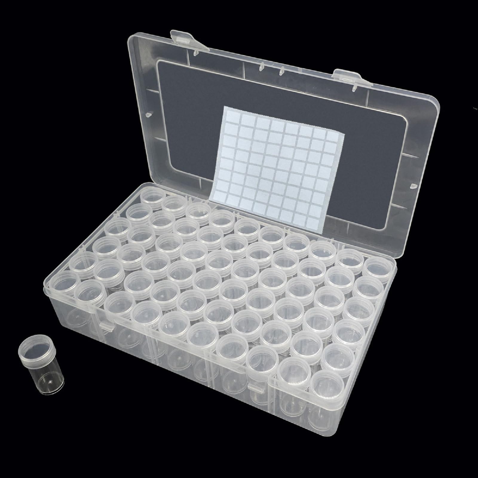 MIAO JIN 60 Grids 5D Diamond Painting Box Portable Clear Storage Containers With Label Stickers and Lids for Beads Seeds Glitter Rhinestones Jewelry Diamond Dots Crafts DIY Accessories(60 Jars)