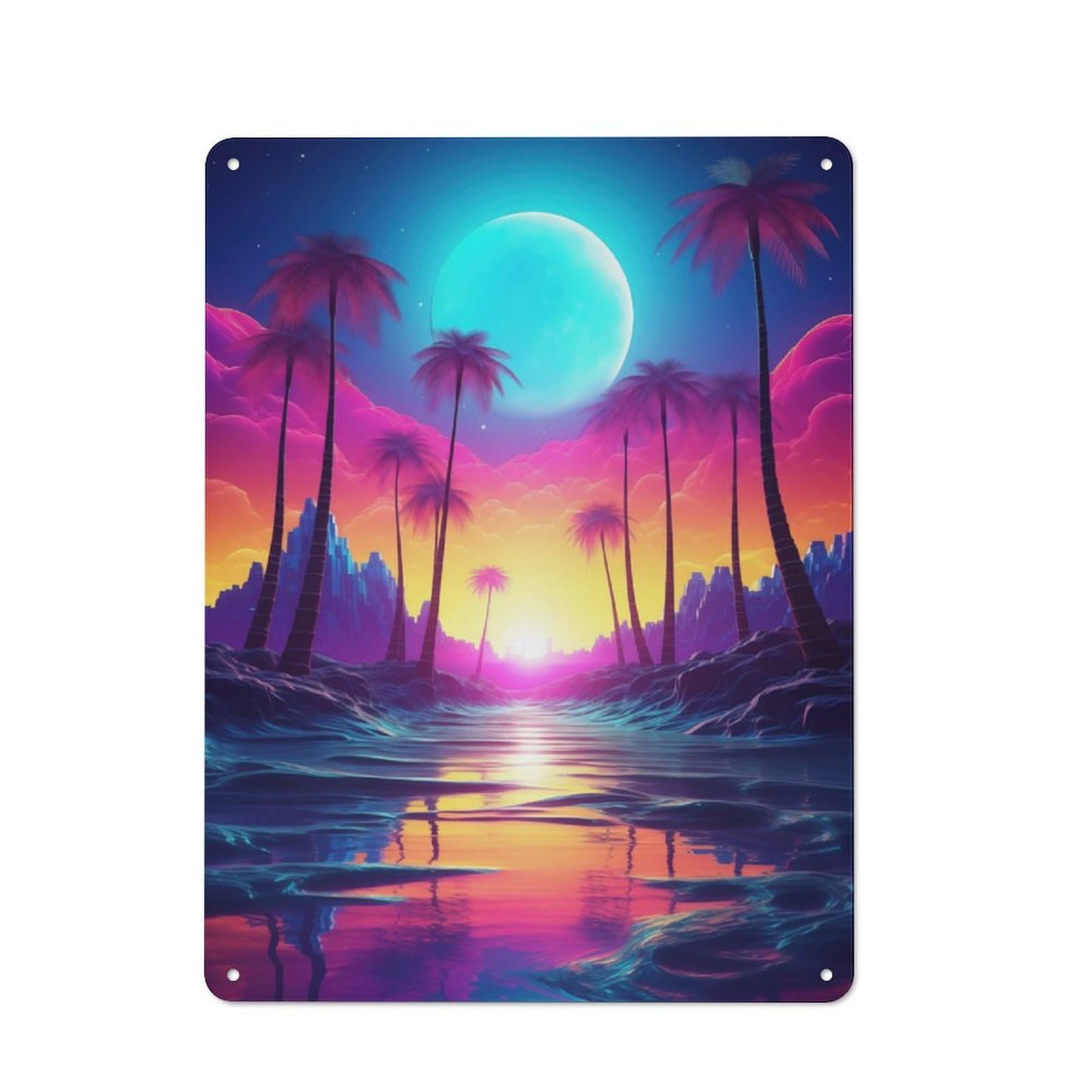 Junmoney Chroma Synthwave Symphony Vintage Metal Wall Decor 40X30cm, Tin Wall Sign For Coffee Bar, Kitchen, Bistro Or Tea Corner