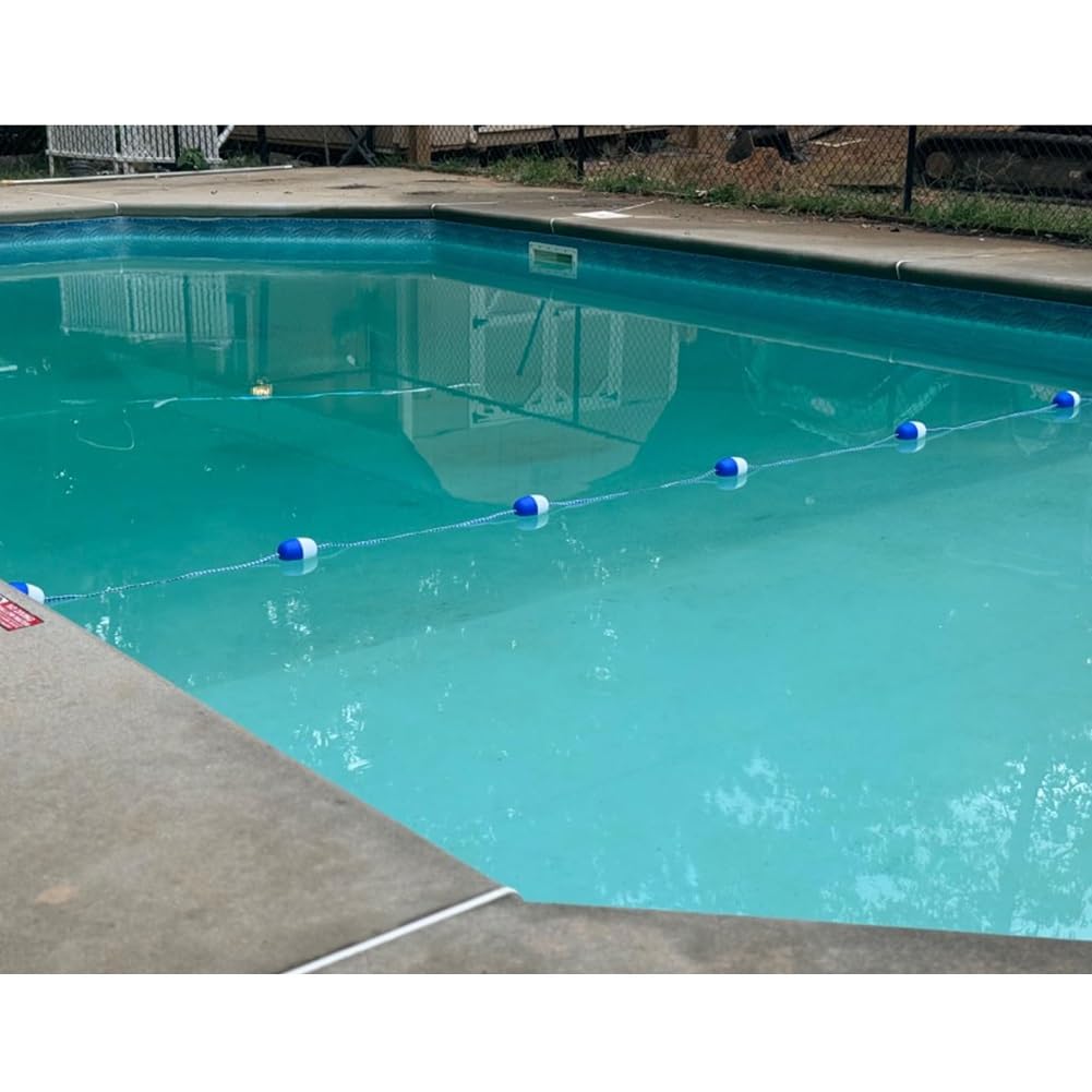 Pool Safety Rope With Floats - Effective Visibility Pool Lane Dividers Barrier with Stainless Steel Hooks for Indoor & Outdoor Separating Depth(20m/65ft)