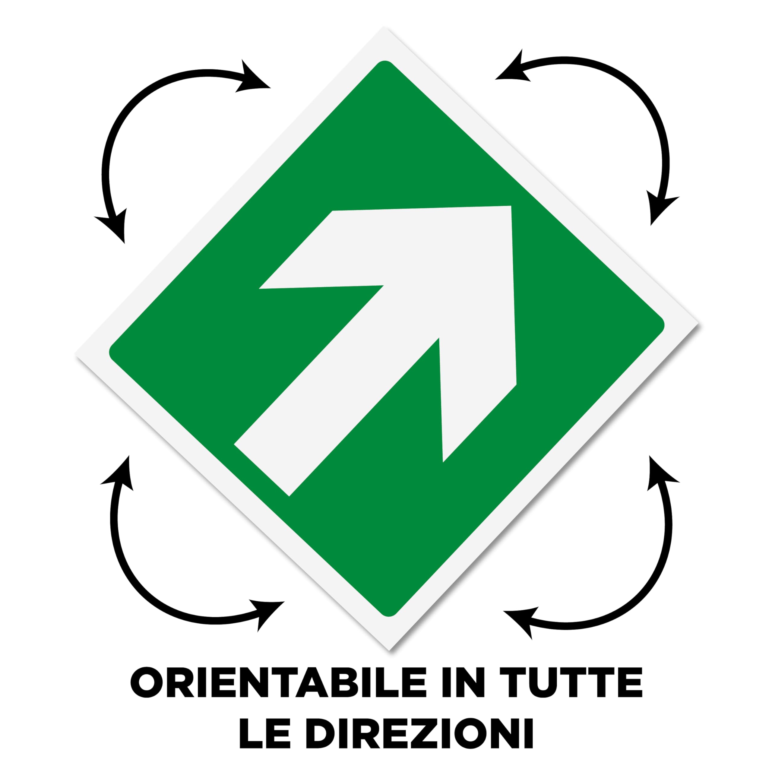 12 Adesivi Frecce Uscita Emergenza formato cm 12x12 | Segnaletica Uscita di Sicurezza | 12 pz