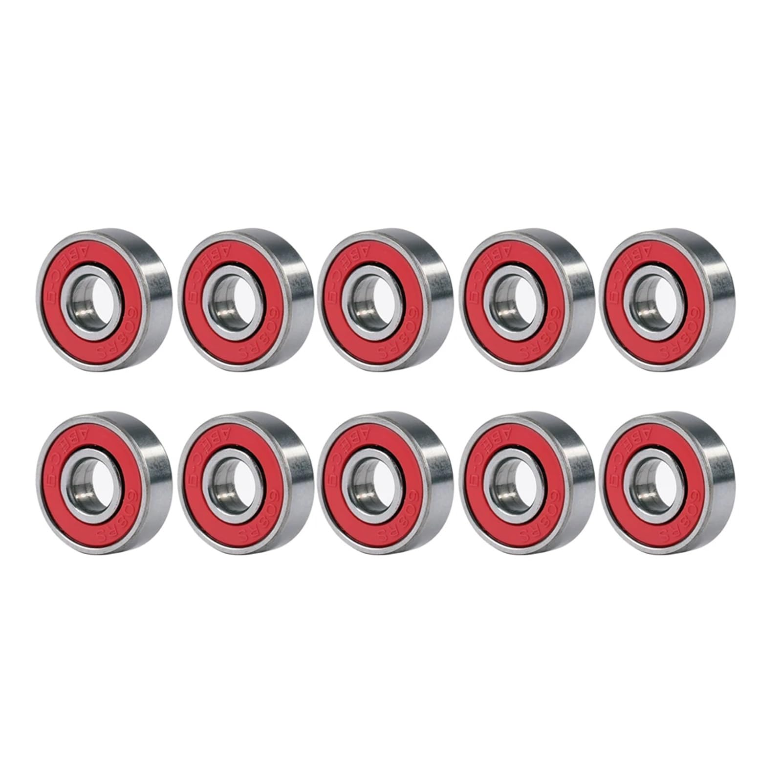 10 Stück Inline-Skate-Kugellager, tiefe Rillenkugeln, 608RS, ABEC-9 Miniatur-Kugellager, Karbonstahl-Langplattenlager for Skateboards(Red)
