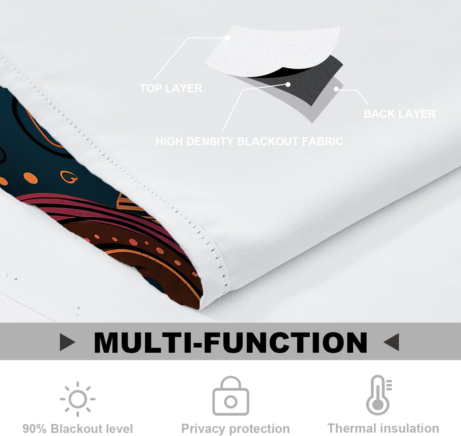 Batmerry Abstract Circles Valance Curtains, Whimsical Pattern Art Window Treatment Kitchen Valances Multilayer Polyester Blackout for Living Room/Bathroom, 2 Pack 52X18 Inches