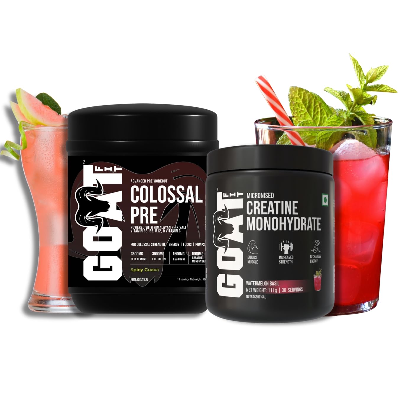 Colossal Pre Workout + Micronised Creatine Monohydrate Combo | Spicy Guava & Watermelon Basil Flavours | Energy, Strength, Endurance & Muscle Support-image-14