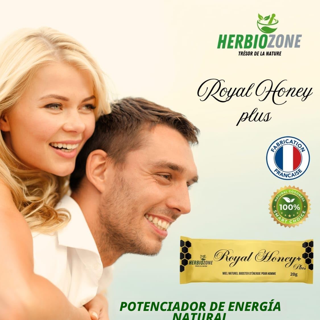 Miel Real Booster Natural Potente para Hombre Fabricado en Francia 20g X 5