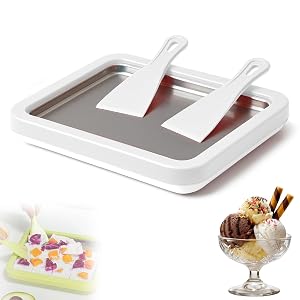 Rolled Ice Cream Maker - Rolled Ice Cream Tray Kit with Instant Freeze Plate 2 Scrapers DIY Ice