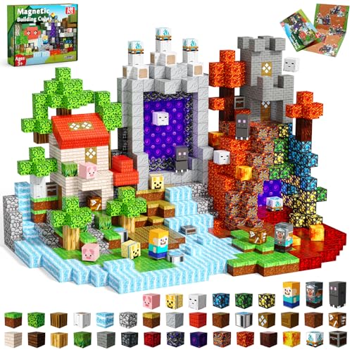 ToyUnited 240Pcs Magnetic Building Blocks Magnetic Blocks Forest Portal Building Cubes Toys Montessori Toddler Xmas Birthday Gifts -STEM Educational Construction Toys for Kids Ages 3 4 5 6 7 8 9
