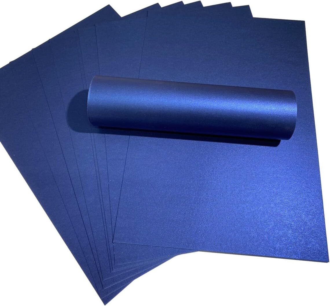 Syntego 20 Sheets Royal Blue Pearlescent A4 Paper Decorative 120gsm Double Sided
