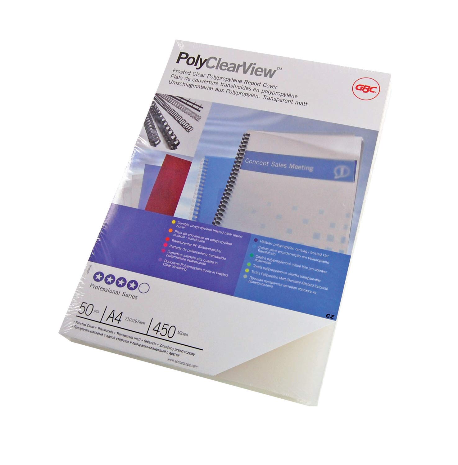 GBCPolyClearView Binding Covers, 350 micron, A4, Clear Matt, Pack of 100, IB387166