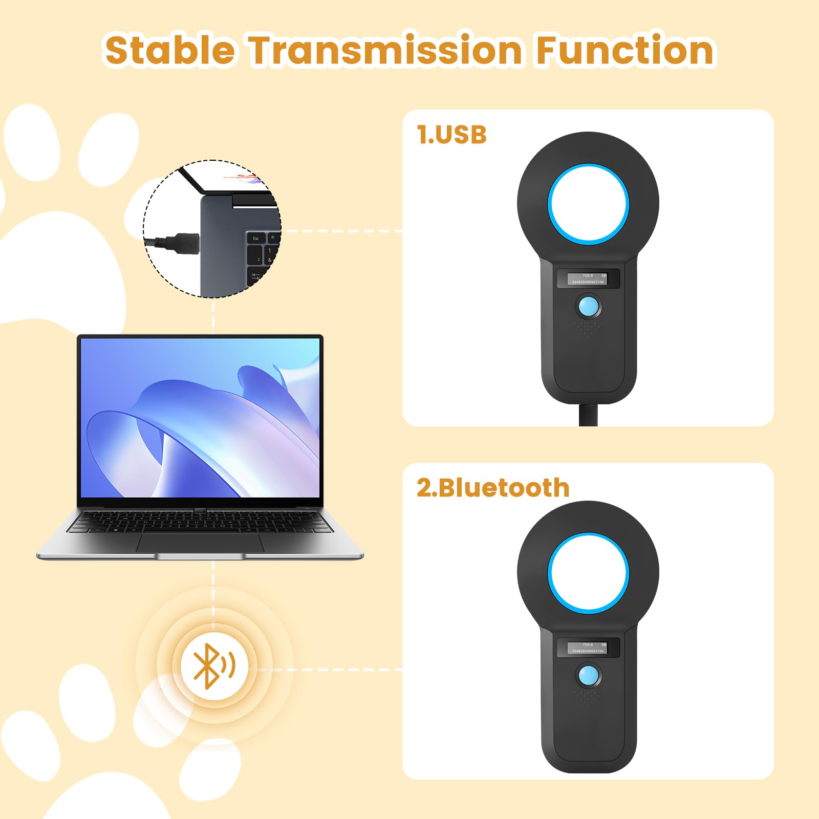 Scanner de micropuce pour animaux domestiques, lecteur d'identification d'animaux domestiques, Lecteur de micropuce RFID,128 pièces mémoire d'information d'étiquette, ISO11784/85/HFDX-B/EMID