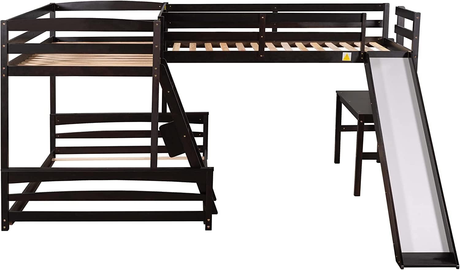 Buy LShaped Triple Bunk Bed with Slide , Twin Over Full Bunk Bed