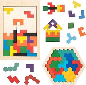 Puzzle Tangram En Bois Pour Enfants 3+ Ans - 108 Blocs Colorés, 20 Cartes Défis, Jeu Éducatif Montessori