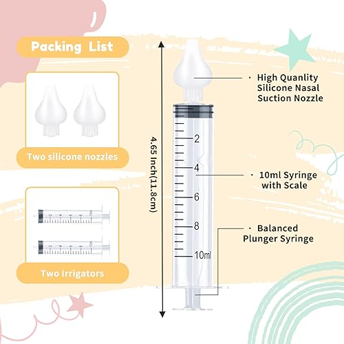 Miniatura 2 de Aufisi Irrigador nasal para bebé 03fl oz aspirador nasal profesional para bebé con puntas de succión nasal de silicona seguras jeringa nasal