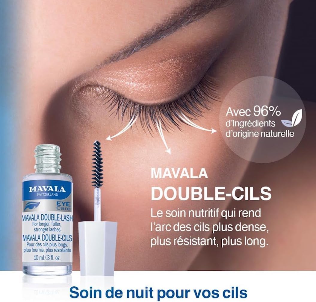 Mavala - Sérum de Nuit d'Origine Naturelle Double-Cils - Pousse Cils - Nutritif - Hydratant Booster de Croissance et Repousse - Limite la Chute - 10ml